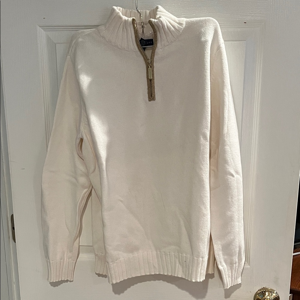 Karen Scott women’s  Zip-Up Sweater in white